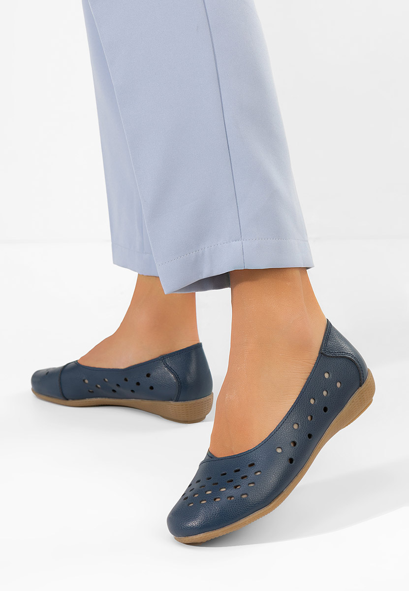 Andeia tengerészkék bőr balerina