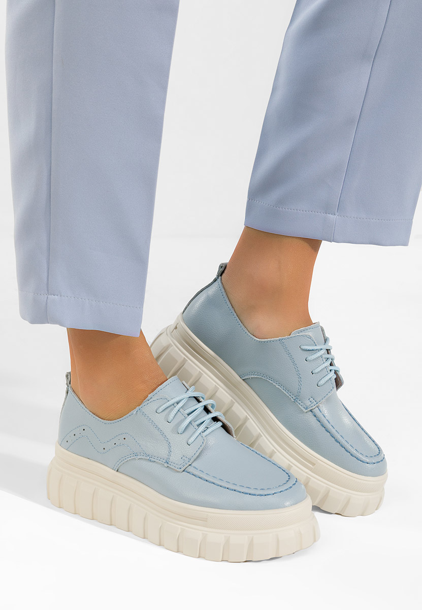 Camya kék bőr mokaszin