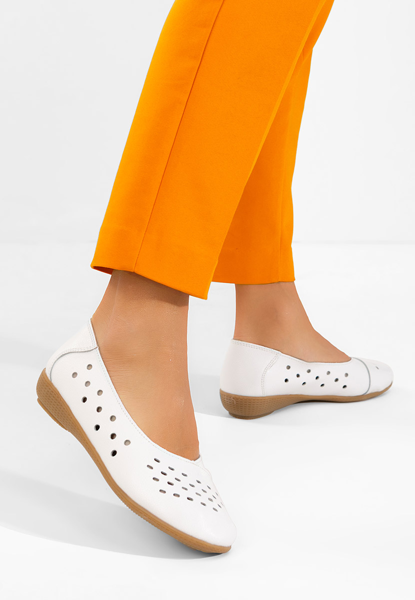 Andeia fehér bőr balerina