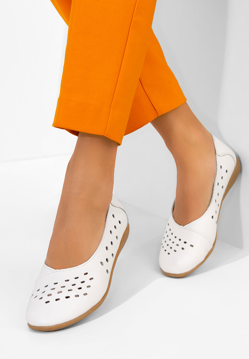 Andeia fehér bőr balerina