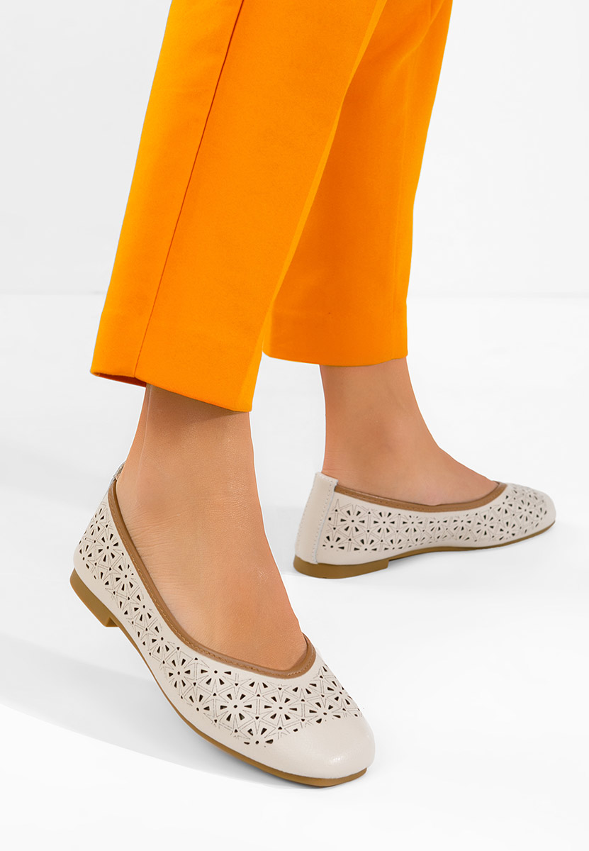 Verioma bézs bőr balerina