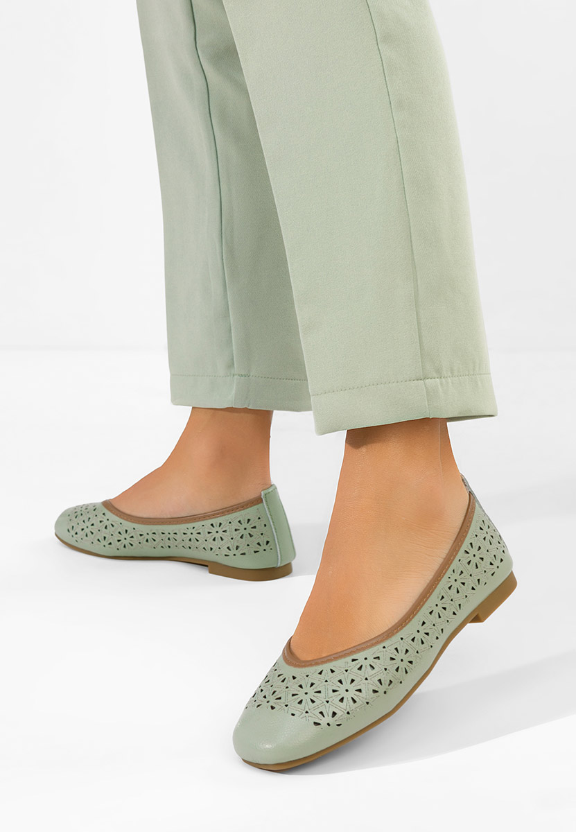 Verioma zöld bőr balerina