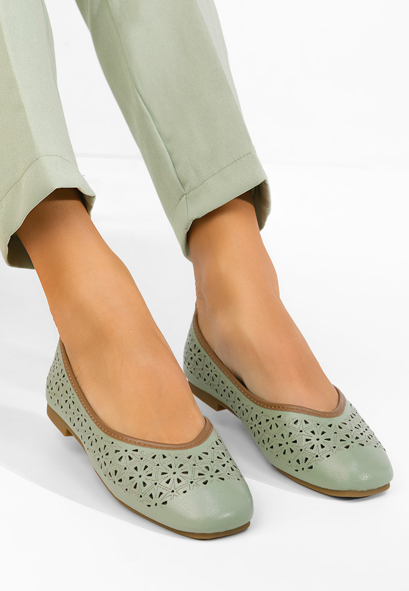 Verioma zöld bőr balerina