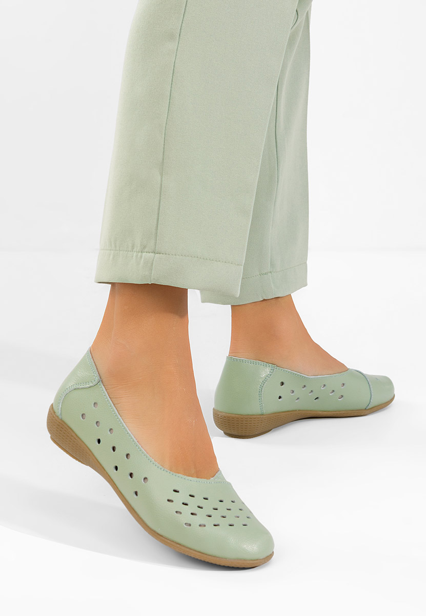 Andeia zöld bőr balerina