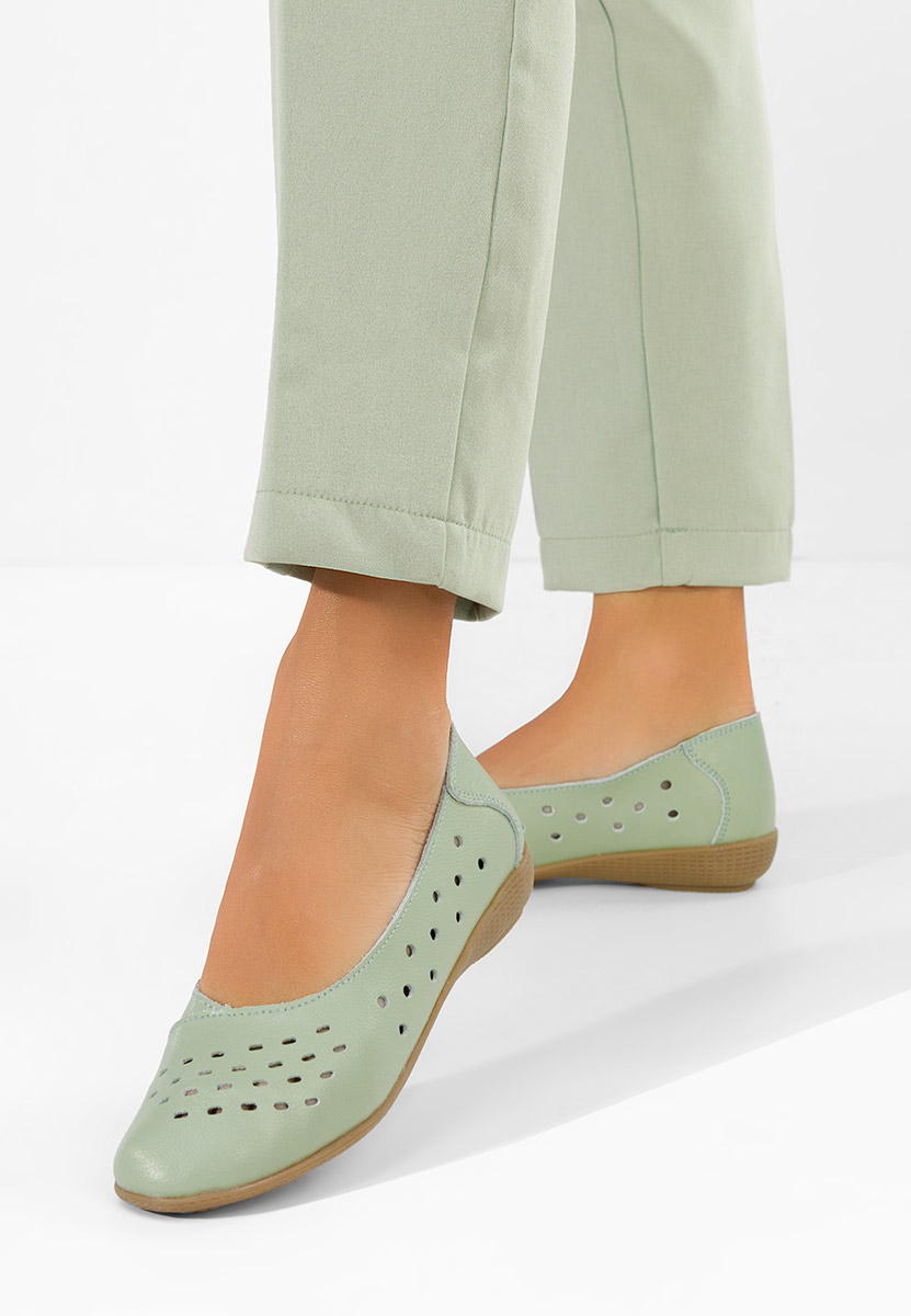 Andeia zöld bőr balerina