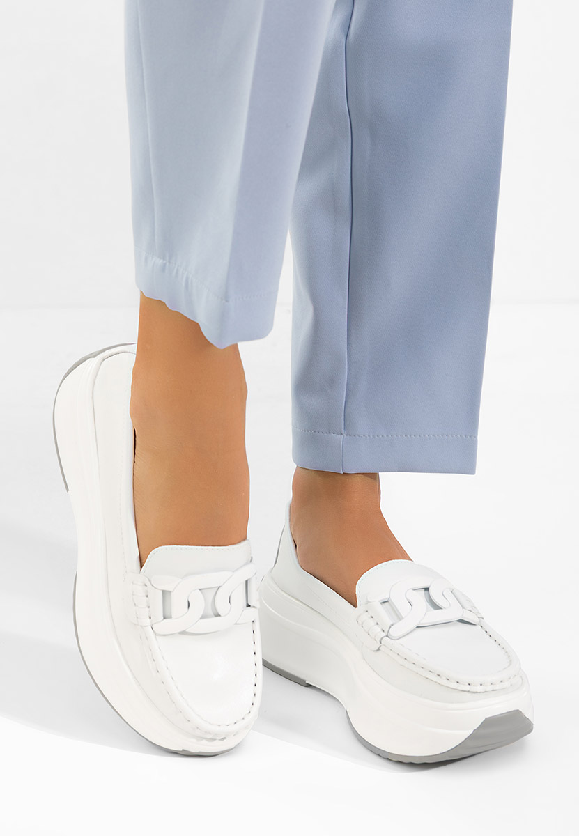 Mivea fehér női bőr mokaszin