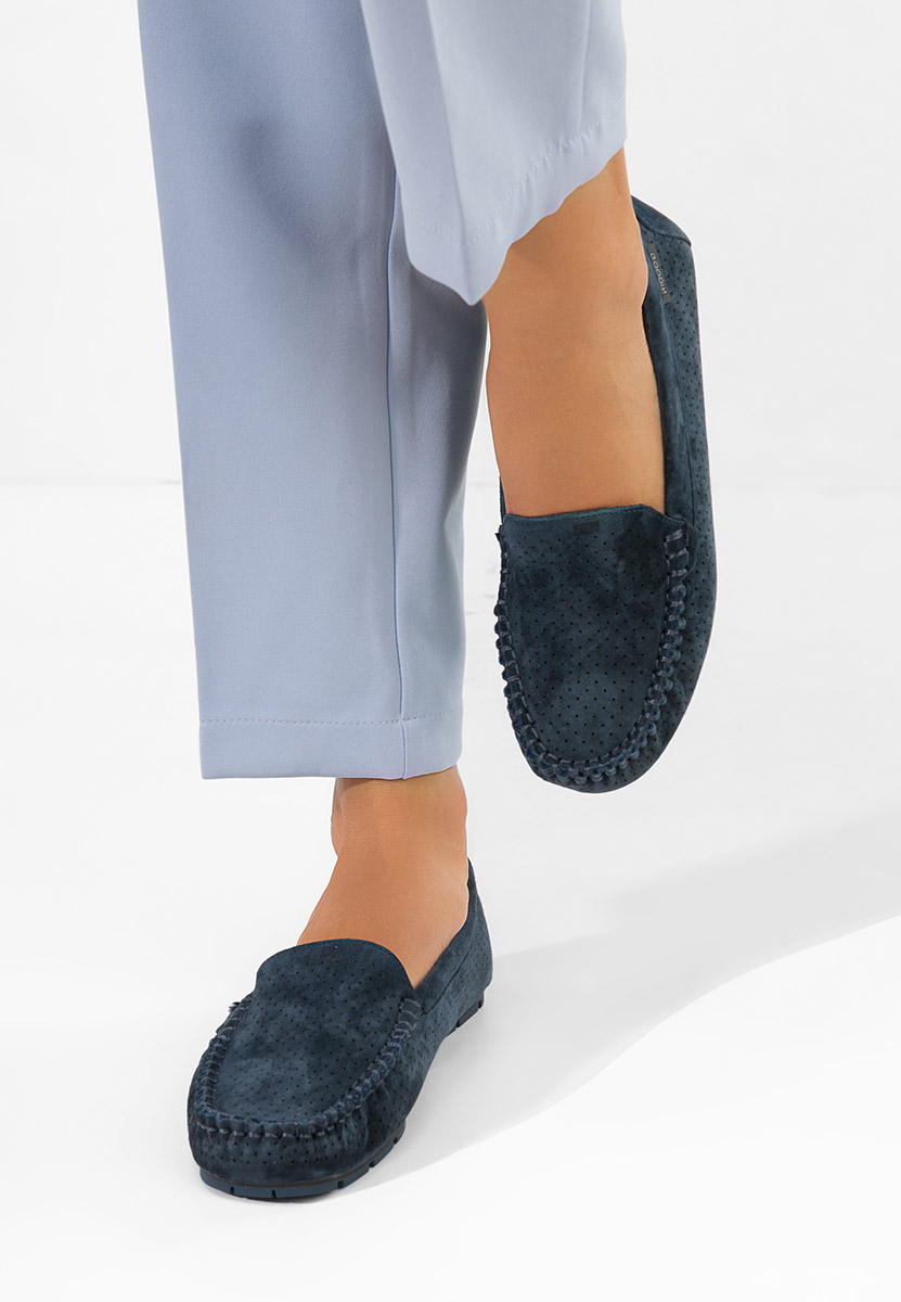 Sareia tengerészkék bőr mokaszin női