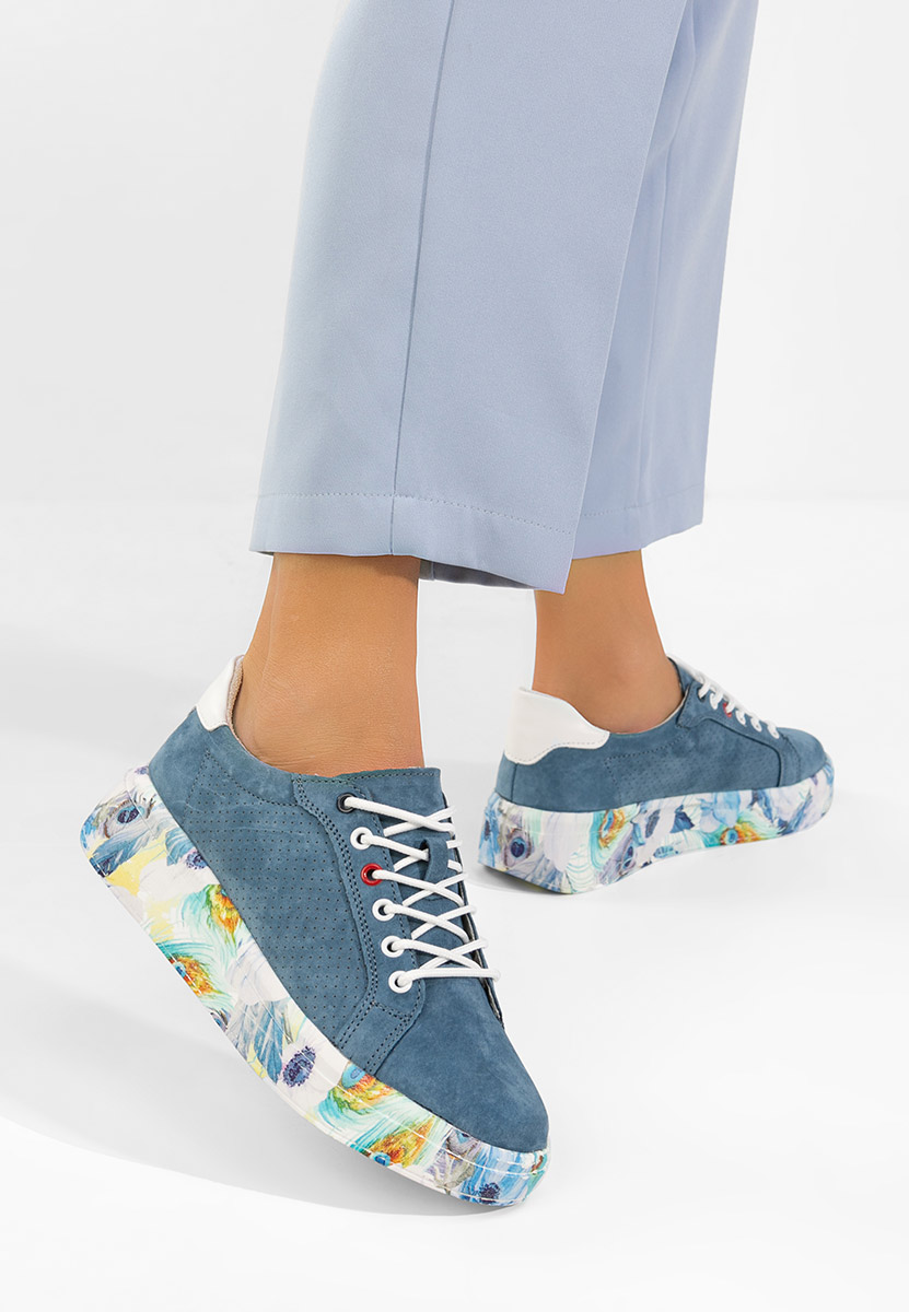 Sandrina kék női bőr sneaker