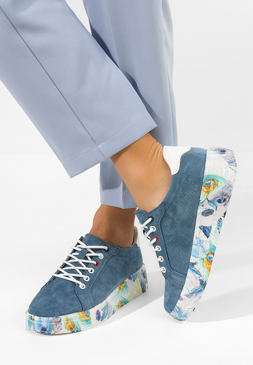 Sandrina kék női bőr sneaker