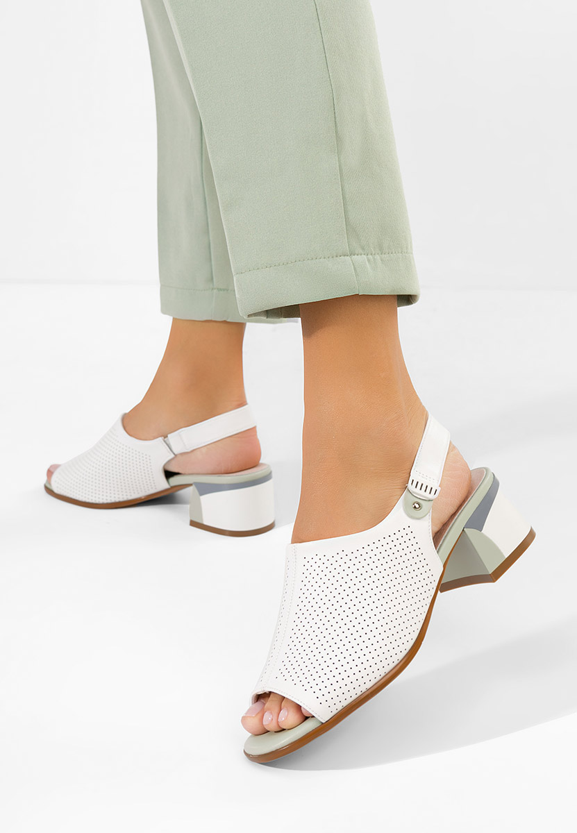 Kalya fehér bőr szandálok