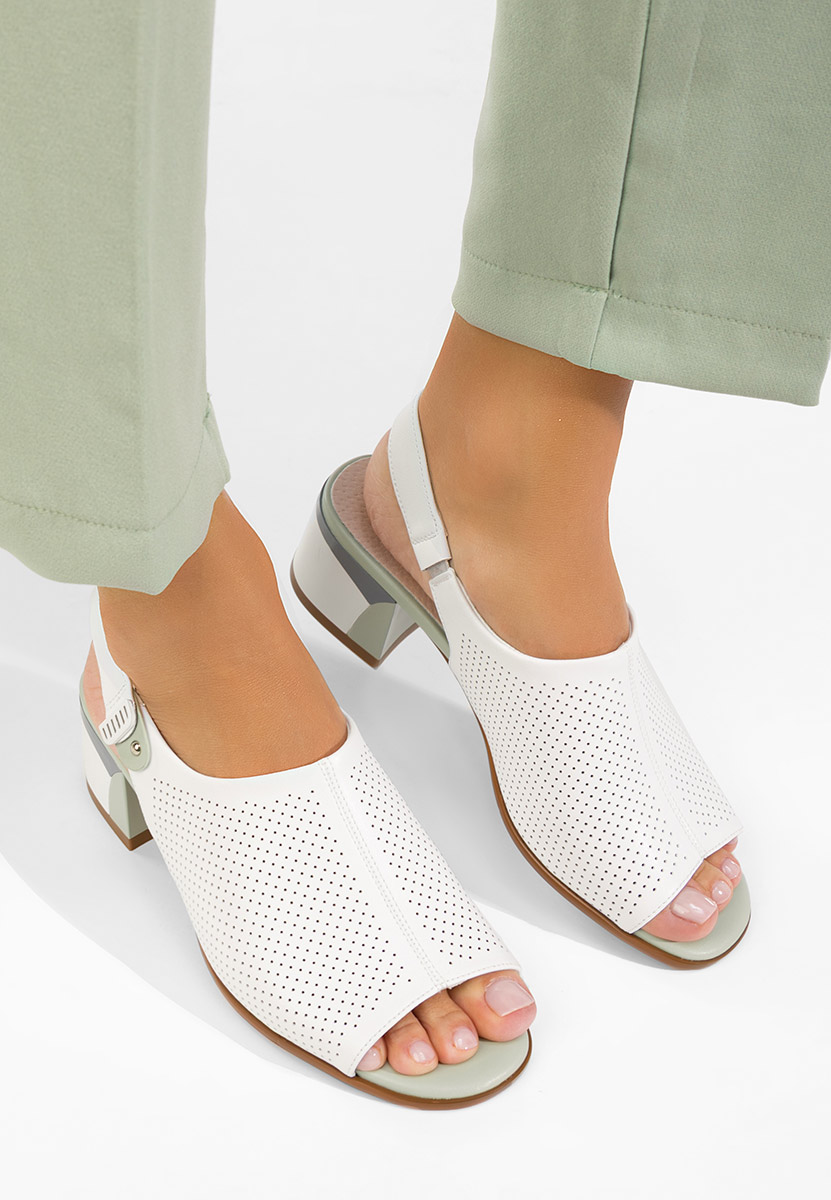 Kalya fehér bőr szandálok