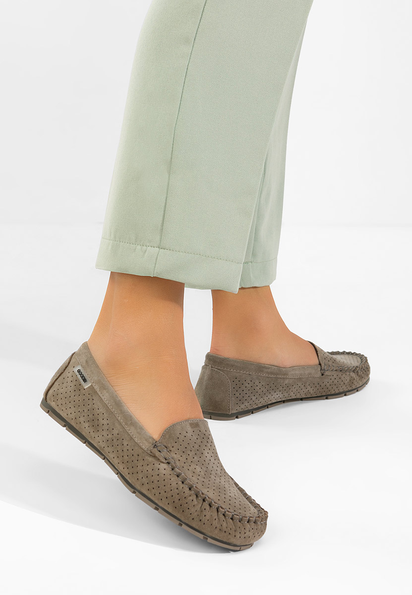 Sareia khaki bőr mokaszin női