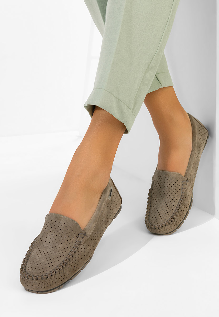 Sareia khaki bőr mokaszin női