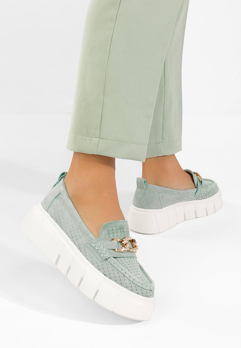 Tryna zöld női bőr mokaszin