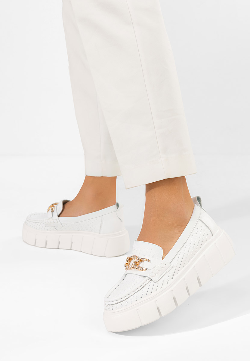 Tryna fehér női bőr mokaszin