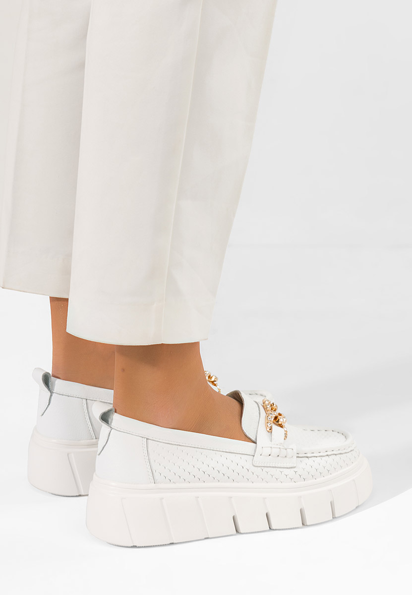 Tryna fehér női bőr mokaszin