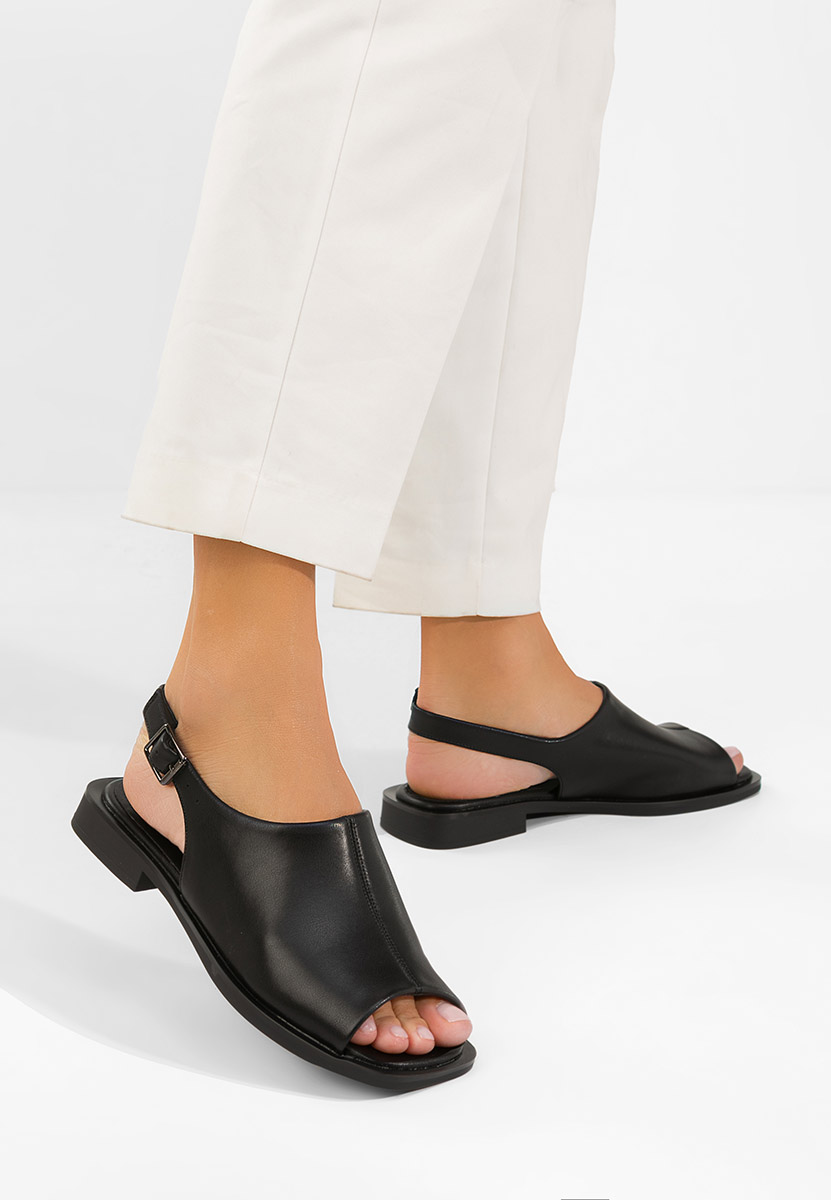 Caylei fekete bőr szandálok