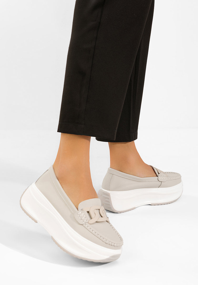 Mivea bézs női bőr mokaszin