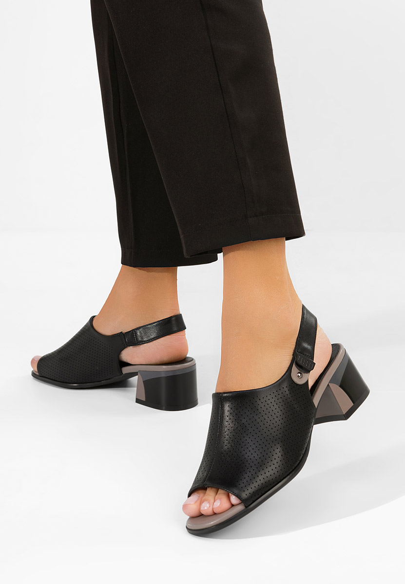 Kalya fekete bőr szandálok