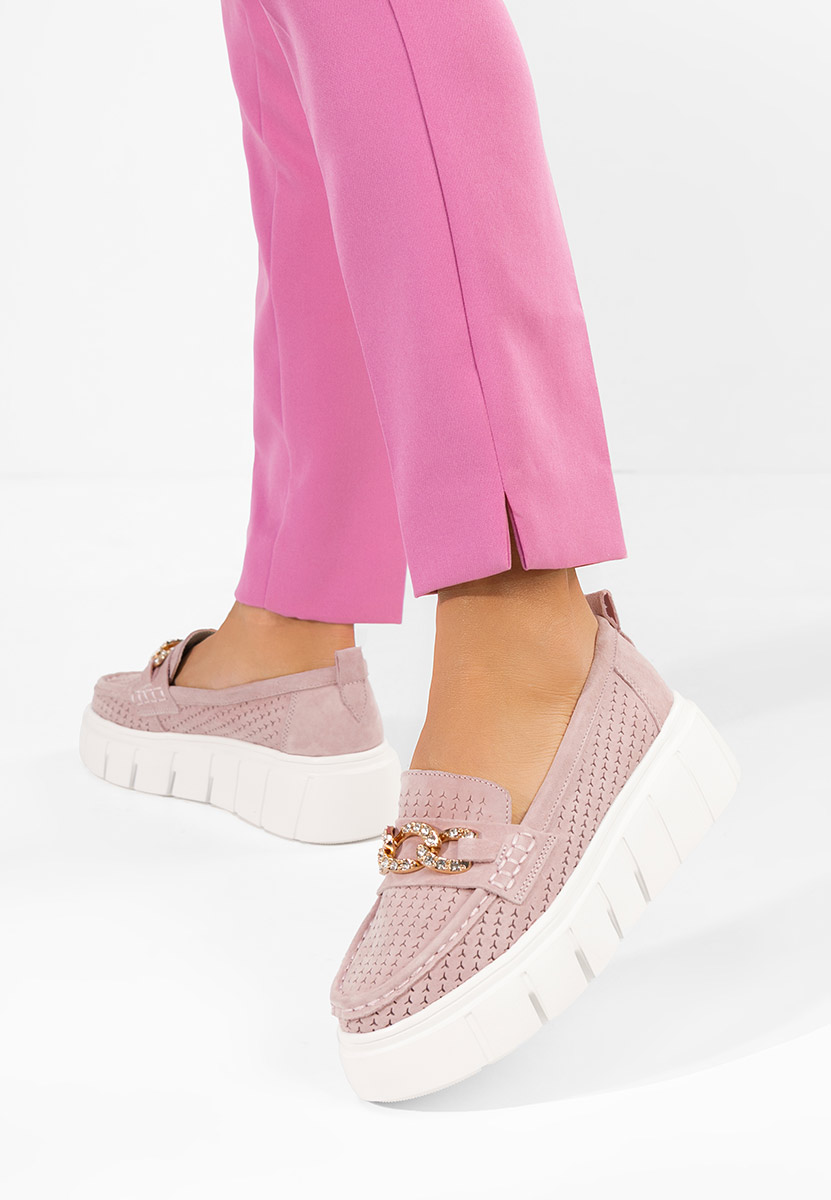 Tryna rózsaszín női bőr mokaszin