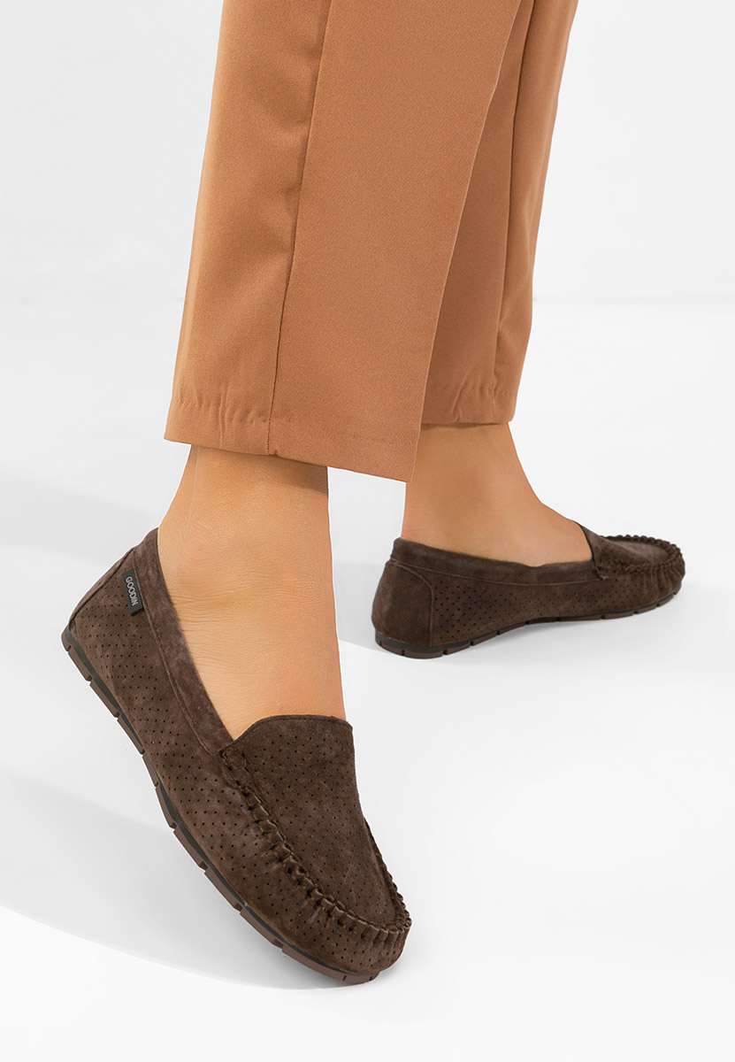 Sareia barna bőr mokaszin női