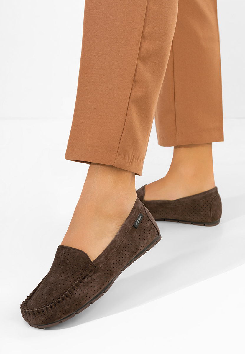 Sareia barna bőr mokaszin női