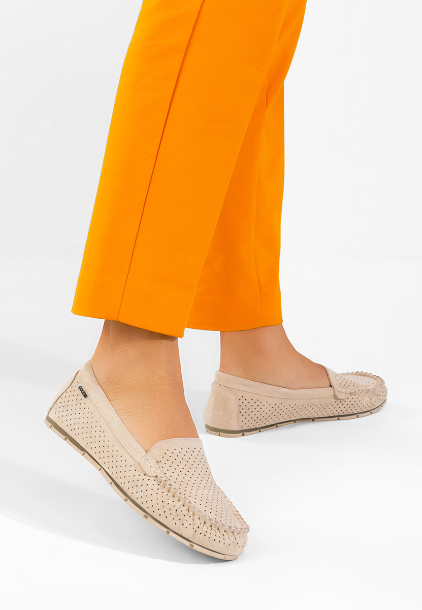 Sareia bézs bőr mokaszin női