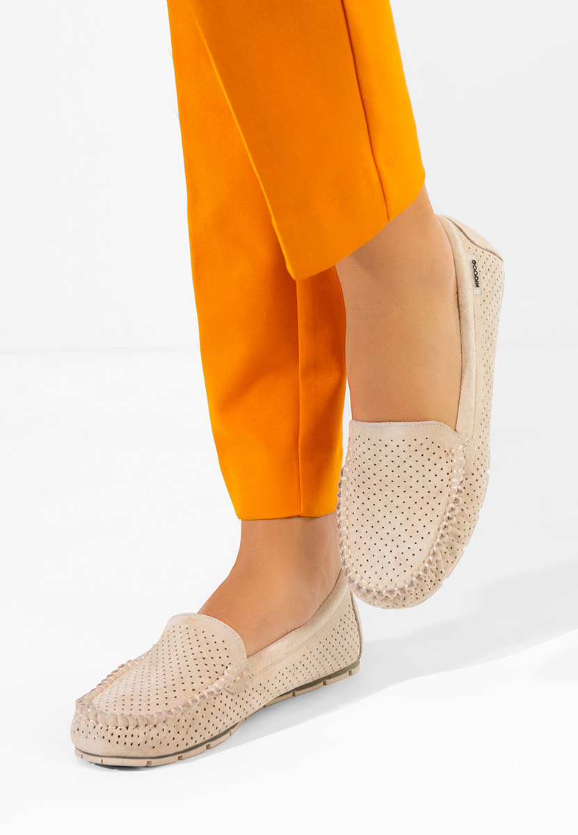 Sareia bézs bőr mokaszin női