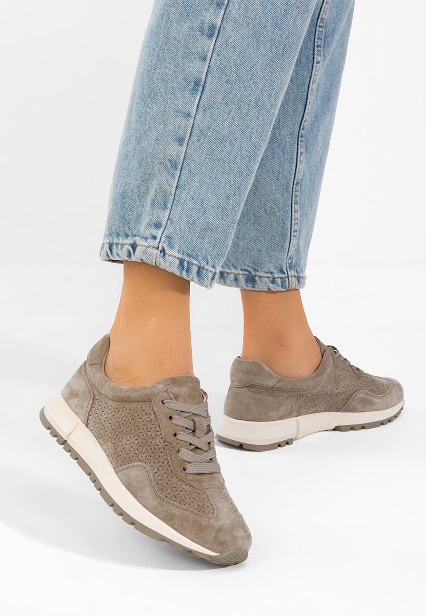 Alanea khaki női bőr sneaker