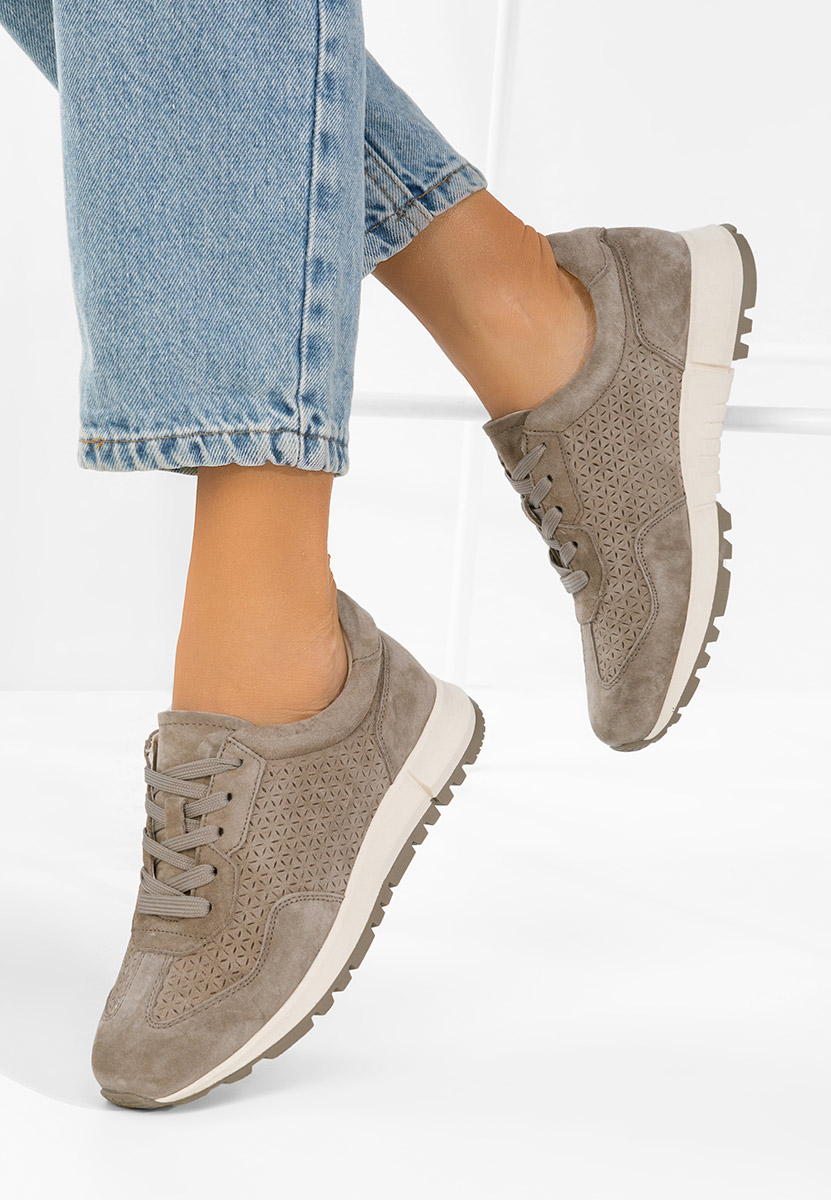 Alanea khaki női bőr sneaker