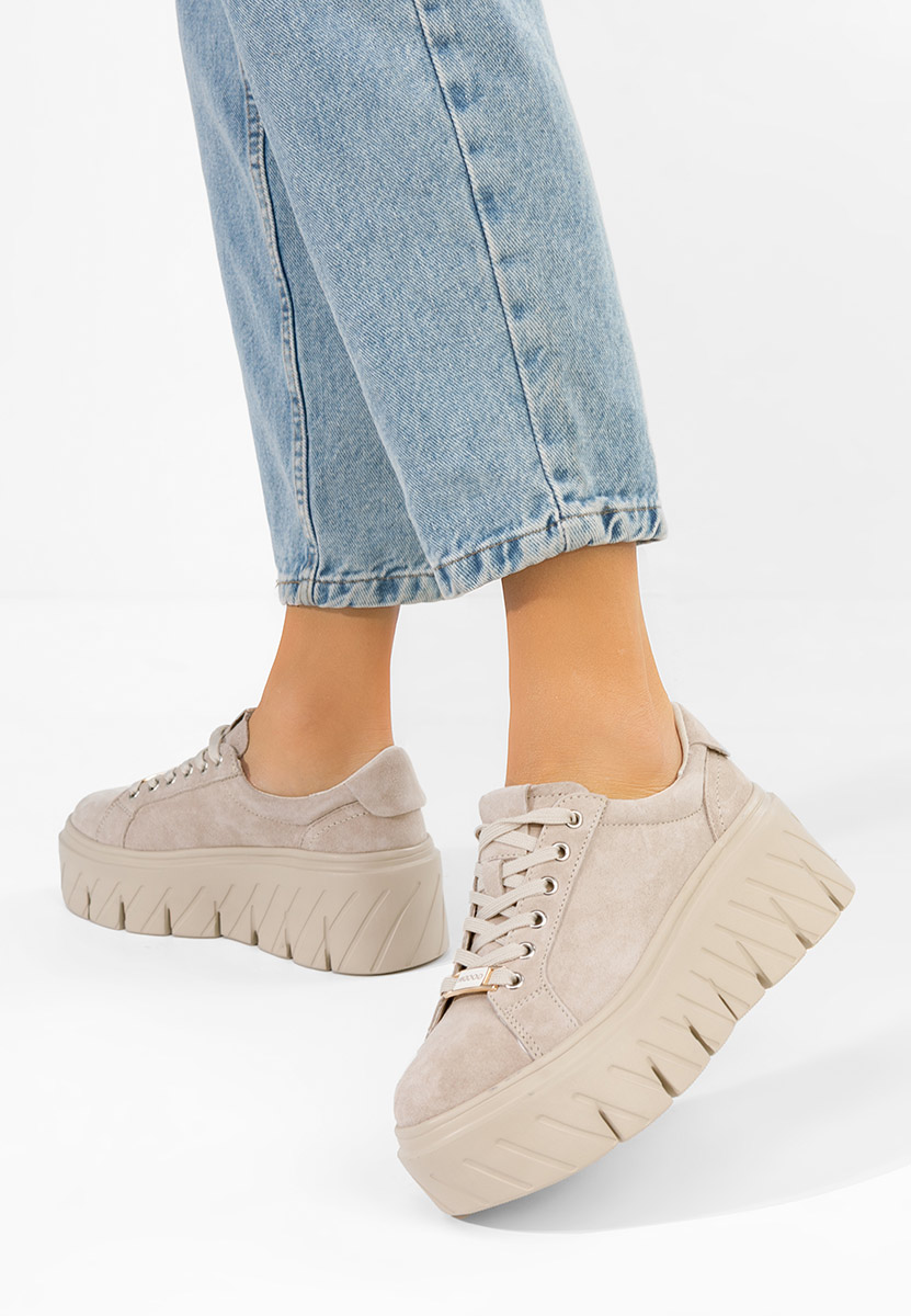 Nabashia bézs női bőr sneaker