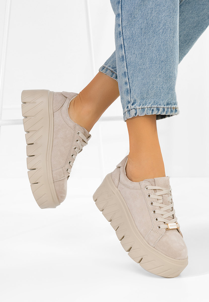 Nabashia bézs női bőr sneaker