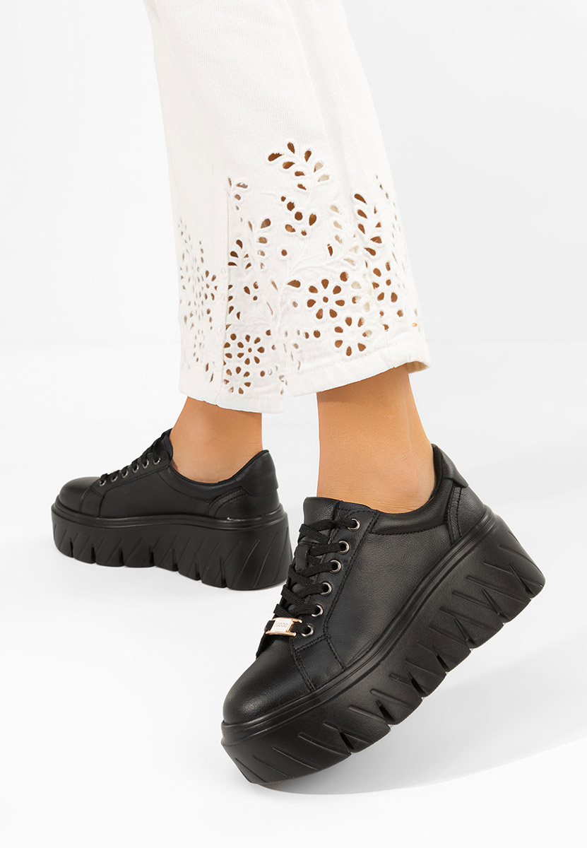 Nabashia fekete női bőr sneaker