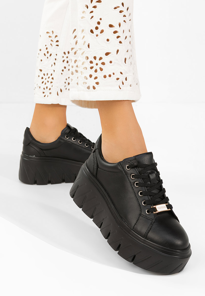 Nabashia fekete női bőr sneaker