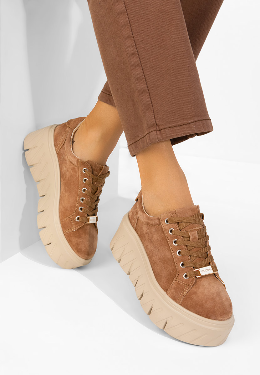 Nabashia barna női bőr sneaker