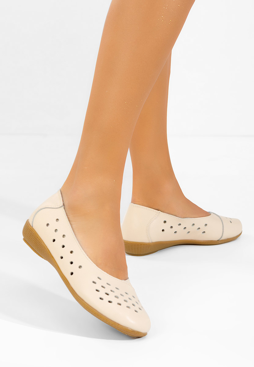 Andeia bézs bőr balerina