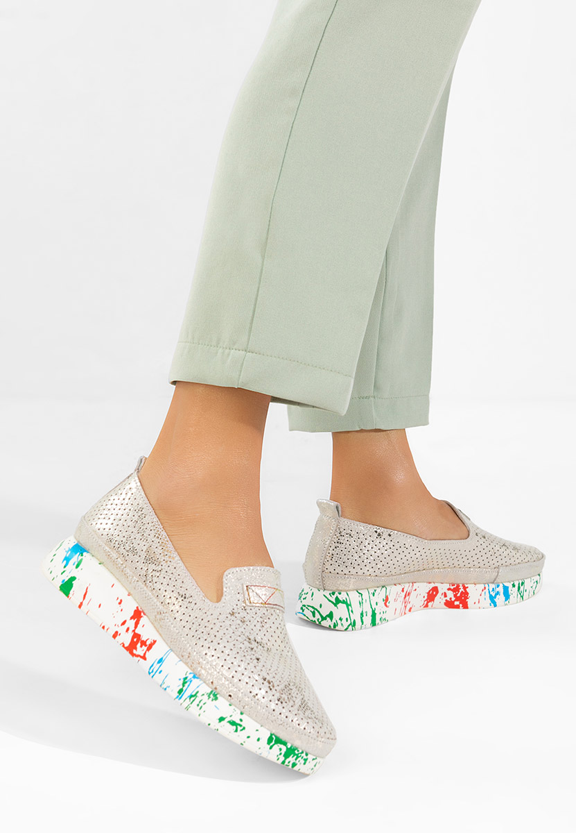 Raffelia szürke bőr mokaszin női