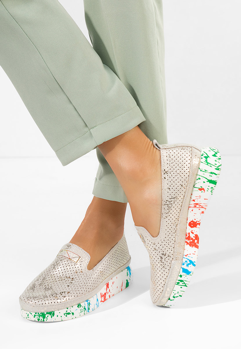 Raffelia szürke bőr mokaszin női