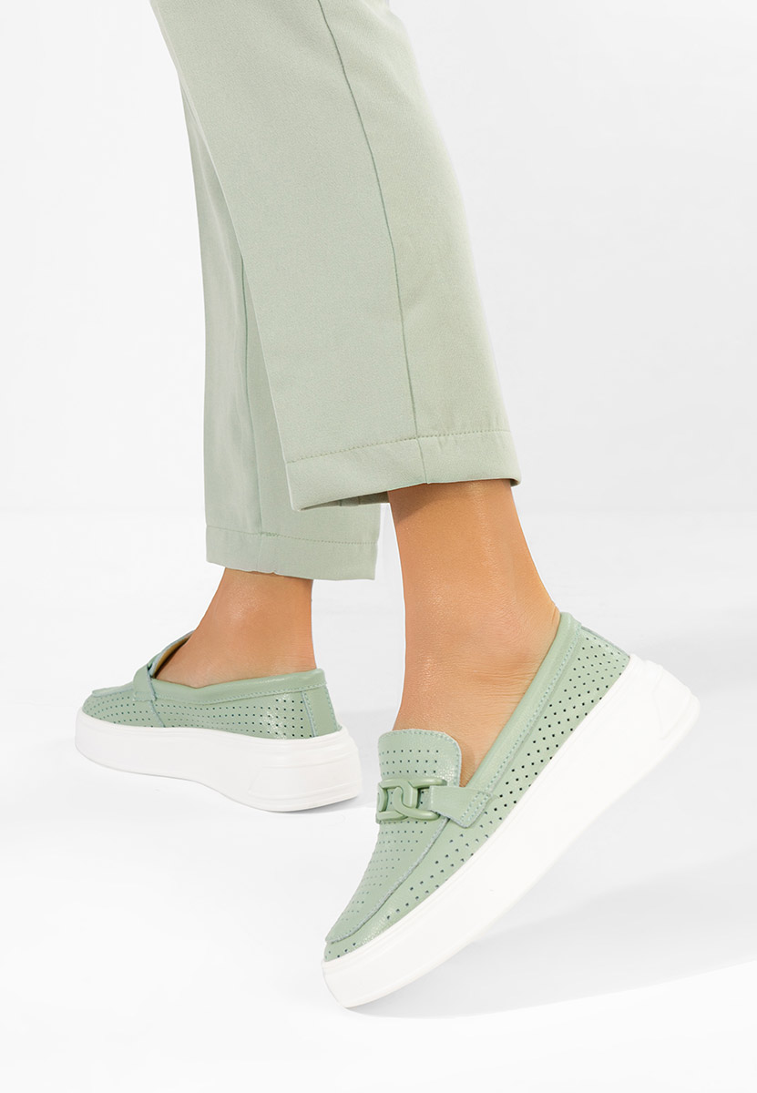 Valerina zöld női bőr mokaszin