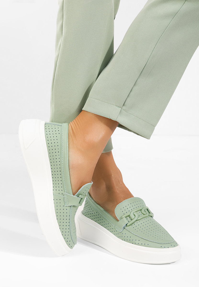 Valerina zöld női bőr mokaszin