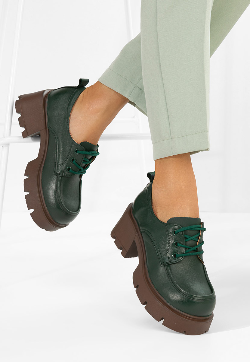 Lenovia zöld női mokaszin fűzős