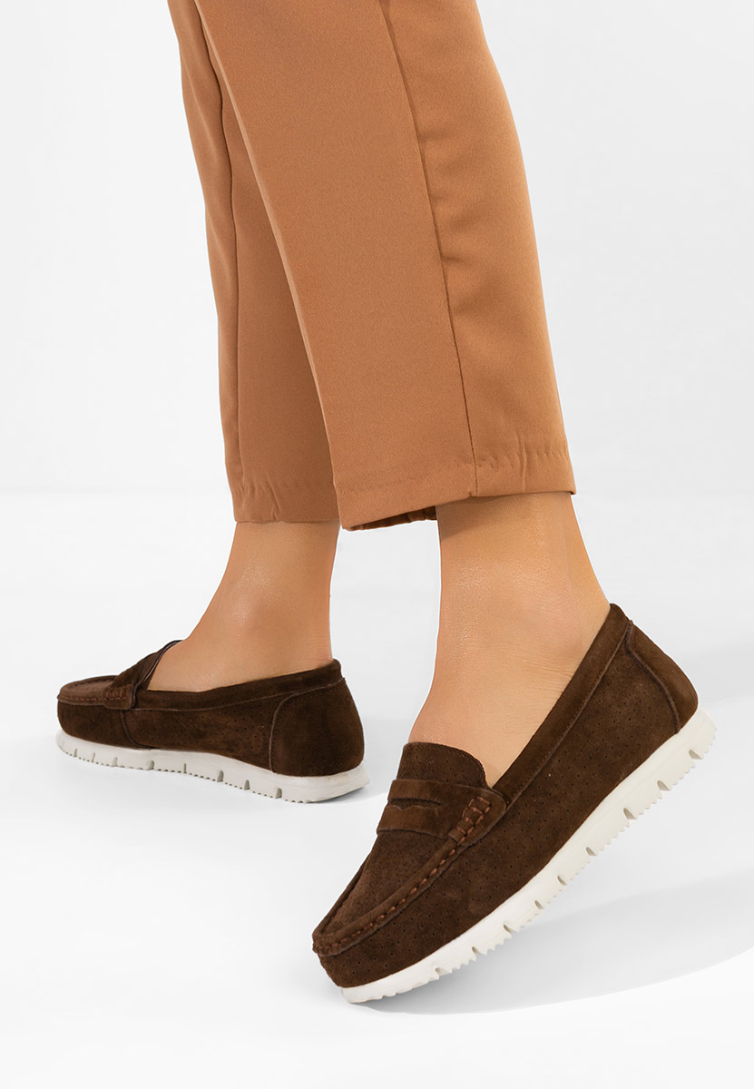 Valerimia v2 barna bőr mokaszin női