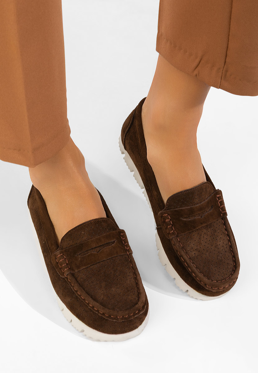 Valerimia v2 barna bőr mokaszin női