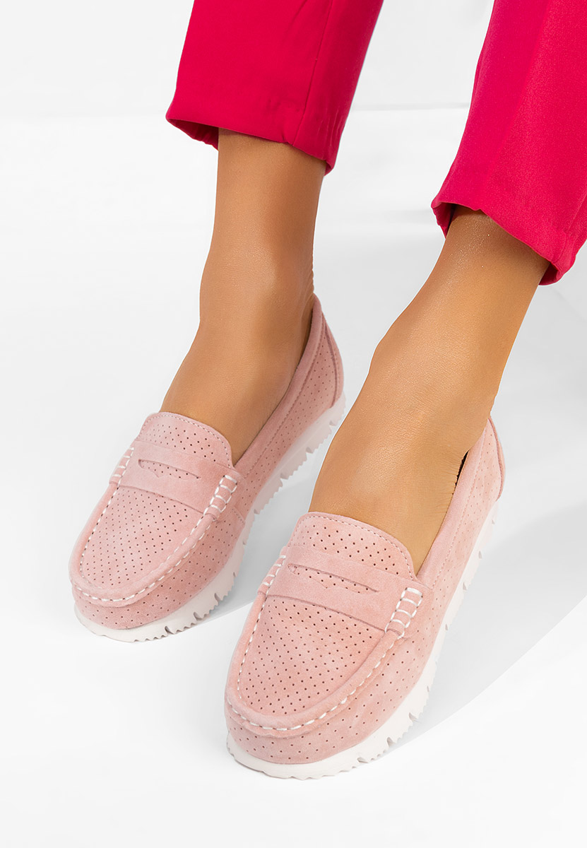 Valerimia rózsaszín bőr mokaszin női