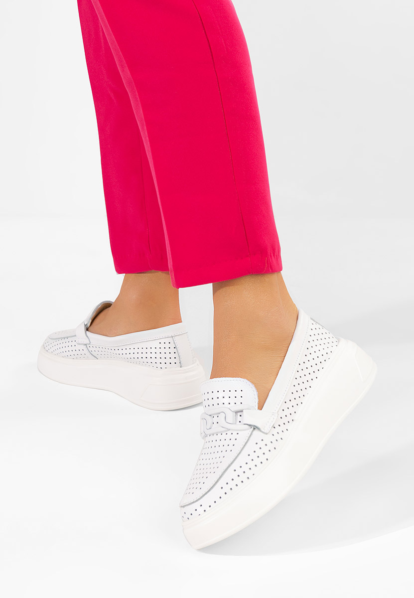 Valerina fehér női bőr mokaszin