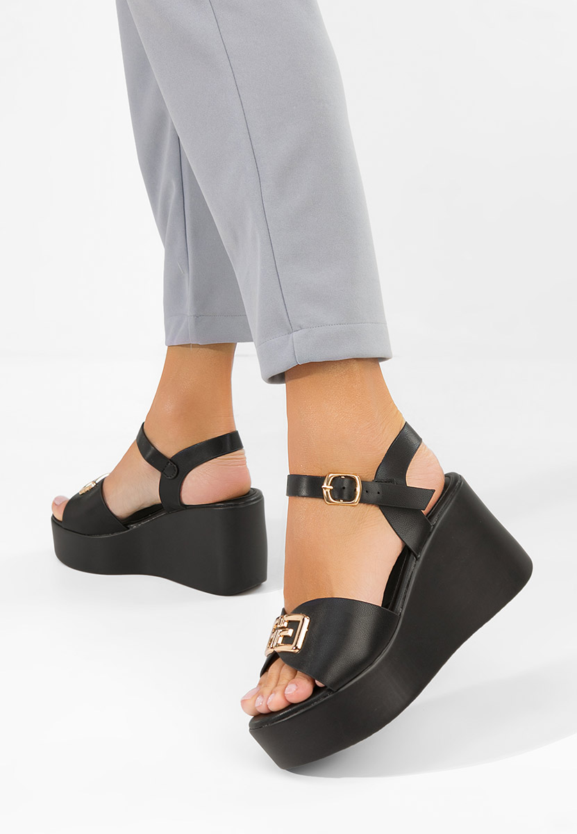 Geogiana fekete platform szandál szandál