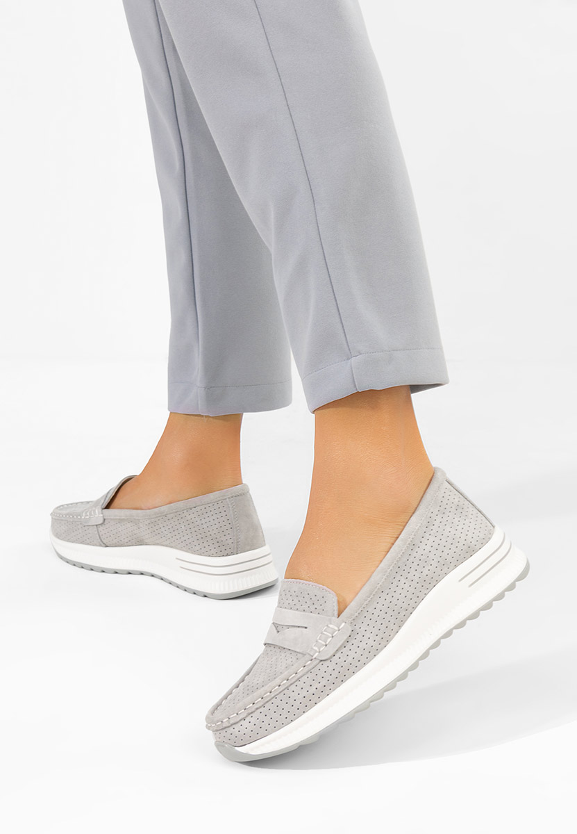 Seliona szürke bőr mokaszin női