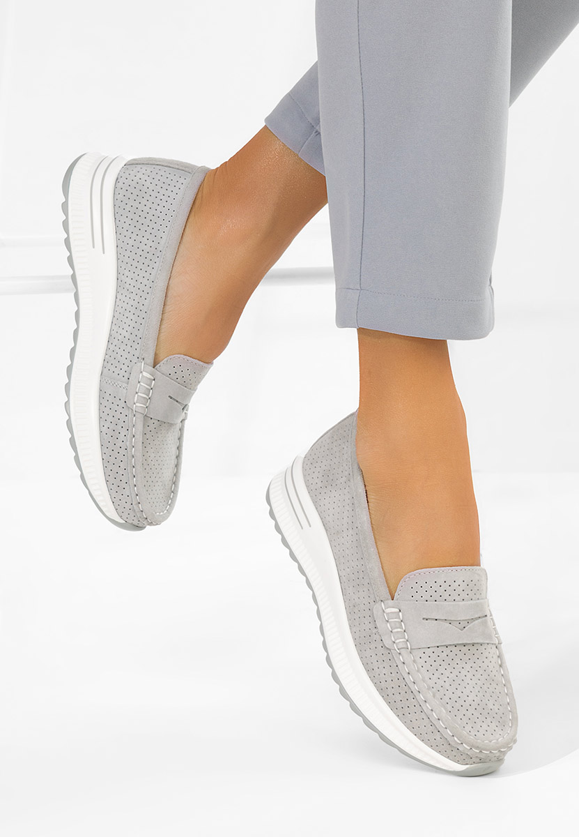 Seliona szürke bőr mokaszin női