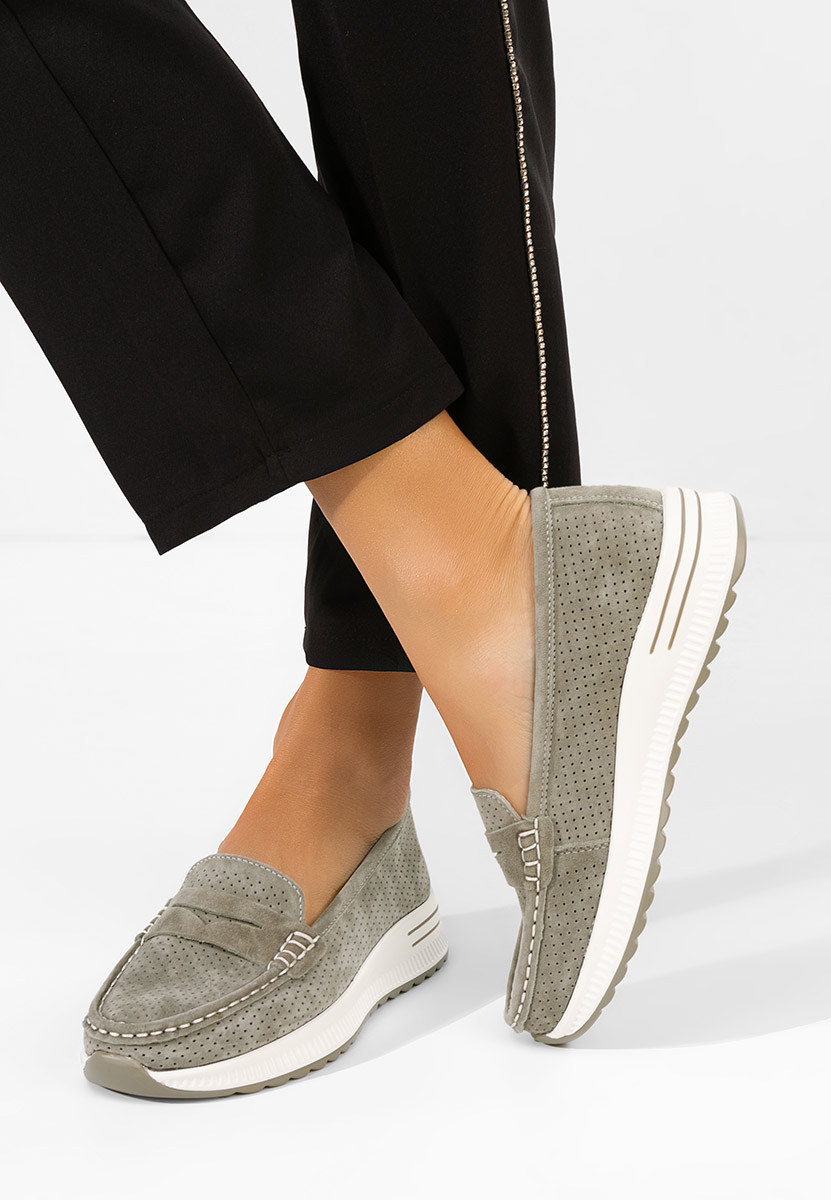 Seliona zöld bőr mokaszin női