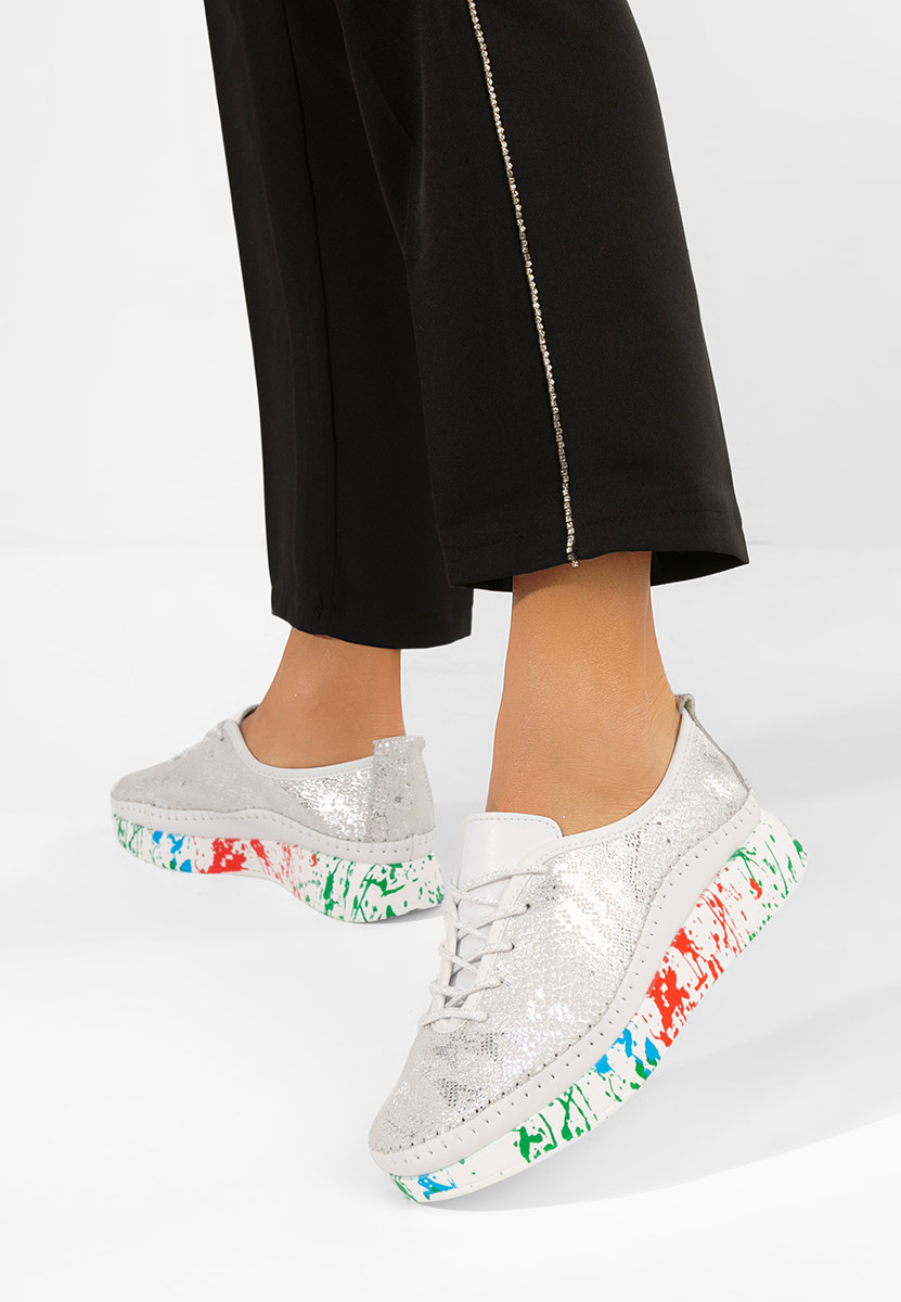 Marinia ezüst női bőr sneaker